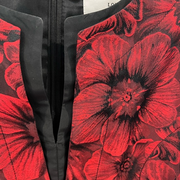 Helene Bergman London size 4 red floral dress v neck cap sleeve - Picture 2 of 7